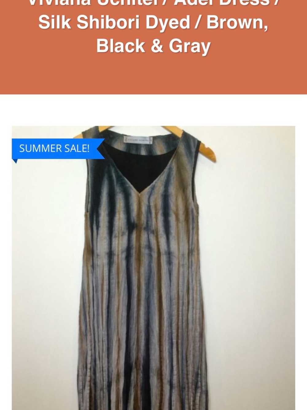 Viviana Uchitel laser-pleated silk, Shibori hand dyed v-neck Maxi dress.